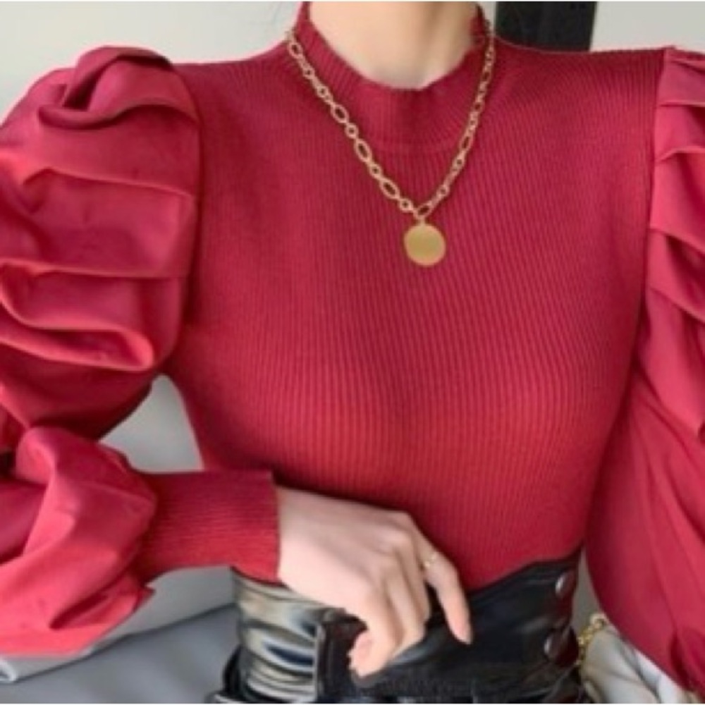 New York & Company Vibrant Red Knit Top